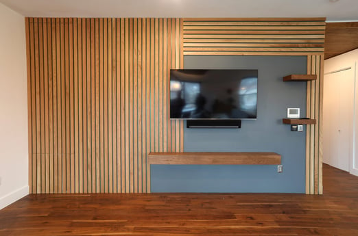 Wooded Wall with TV in Center
