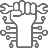 A shield-shaped emblem featuring a stylized open book with a fork and knife crossed above it, representing Wikimedia Commons.